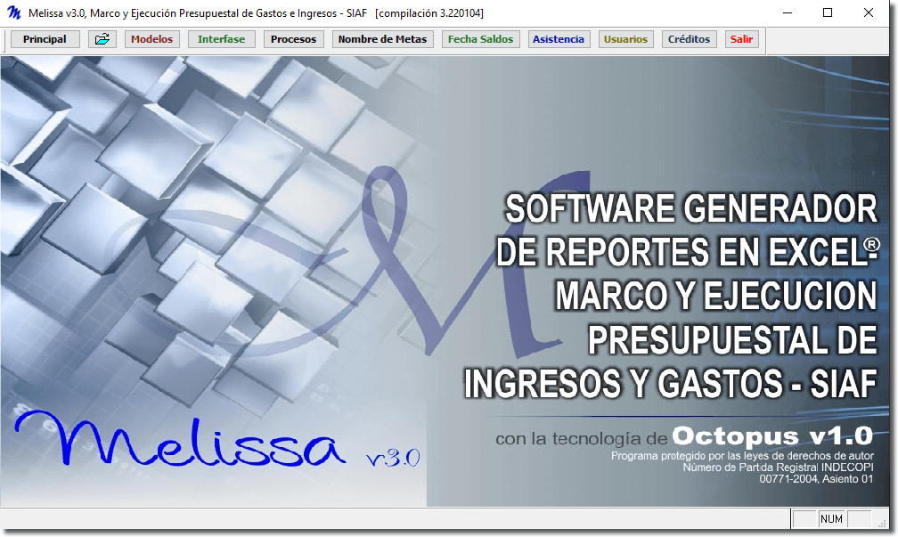 Interfaz del software Melissa